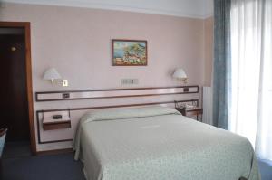 a hotel room with a bed and a window at Albergo Fiorenza in Salerno