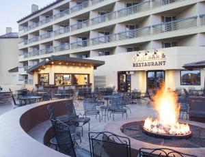 a fire pit in front of a hotel at Elevation Hotel & Spa in Mount Crested Butte
