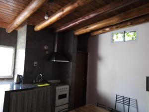 a kitchen with a sink and a stove at Cabaña Don Jas in San Agustín de Valle Fértil