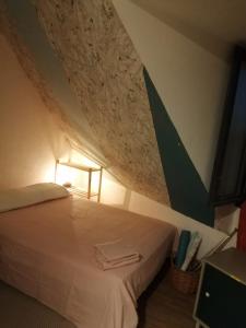 een slaapkamer met een bed in een kamer bij Apartamento Agradable in Tarbes