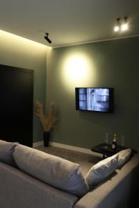 ナポリにあるGate 16 Room Napoliのソファと薄型テレビのあるリビングルーム