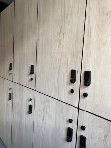 a row of lockers in a gym at TREND HOUSE Apartments & Hostel in Vinnytsya