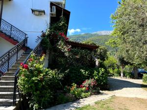 a house with flowers on the side of it at Akamatis Giorgos in Therma