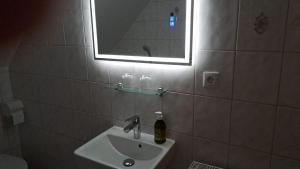 a bathroom with a sink and a mirror at In der Wachau in Weissenkirchen in der Wachau