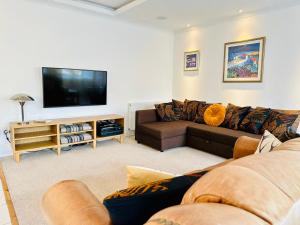 克里夫的住宿－克里夫阿爾姆瑞公寓，带沙发和平面电视的客厅