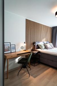 Voodi või voodid majutusasutuse Trendy apartment in Haapsalu center toas