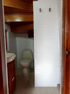 a bathroom with a toilet and a sink at La Isabela Estancia Ecuestre in Tabio