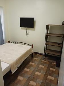 een slaapkamer met een bed en een flatscreen-tv bij Dignadice's Homestay in Coron