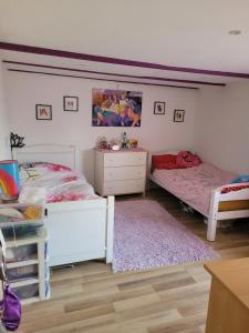 Postel nebo postele na pokoji v ubytování Charmante chaumière au coeur de la Brière