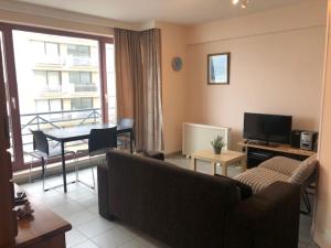 a living room with a couch and a table at Duinroos C2 in Koksijde