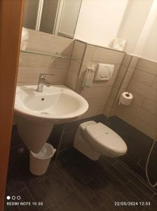 łazienka z umywalką i toaletą w obiekcie Hotel Okinawa w Rimini