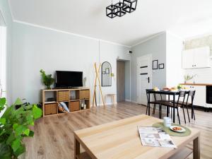 Televízia a/alebo spoločenská miestnosť v ubytovaní Apartamenty KDN na Rysiej