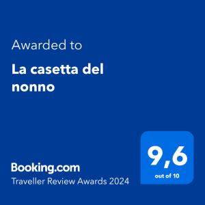 La casetta del nonno tanúsítványa, márkajelzése vagy díja