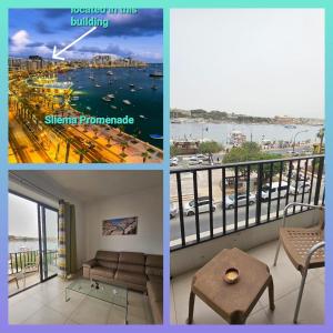 - un collage de photos d'un balcon avec vue sur le port dans l'établissement Sea View Over Valletta Strand Area, à Sliema