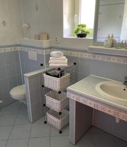 y baño con lavabo y aseo. en Vila Marko, en Nová Lesná