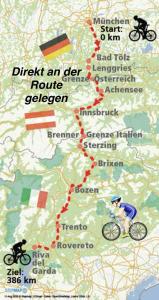 un mapa de una persona que va en bicicleta en Hotel Gruberhof Innsbruck Igls B&B en Innsbruck