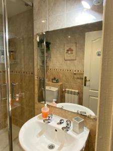 łazienka z umywalką i prysznicem w obiekcie Apartamento Zurbarán w mieście Irún
