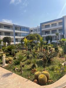 a garden of plants in front of a building at BlueBreak Aourir in Aourir