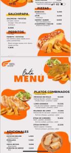 página de un menú para un restaurante mexicano en Hotel Aviación en Manises