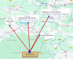 a map of the attack on the consulate at The Silent T1 city center JO 2024 PARIS in Chevreuse