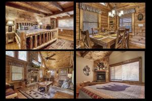 a collage of four pictures of a cabin at Mountain Memories Is A Perfect Mountain Getaway For A Family Or Couples Retreat! in Sevierville