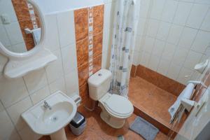a bathroom with a toilet and a sink and a shower at A COZY APARTMENT IN CENTRAL CUSCO in Cusco
