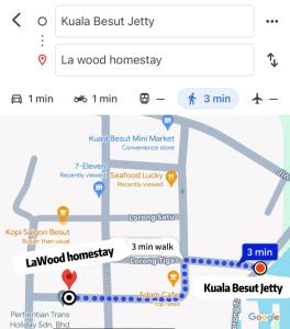 een kaart van kuka resort jerusalem en aku hout homogeniteit bij La wood homestay in Kampung Kuala Besut