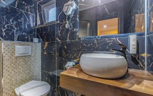 a bathroom with a sink and a toilet at Villa San Rocco Bed & Breakfast in Medulin