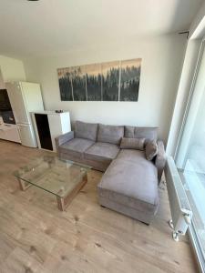Predel za sedenje v nastanitvi Modern aparment in Moruse compex with free parking