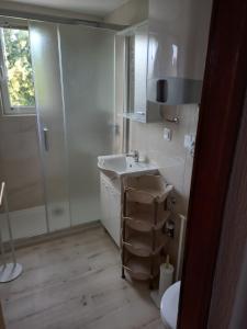 Koupelna v ubytování Apartments Makaus