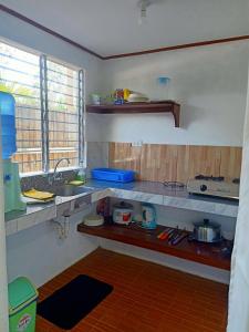 a kitchen with a sink and a counter top at Tiny House we call Love Shack in Panglao