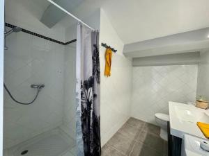 un bagno con doccia e WC di Nid douillet vue mer Hyères a Hyères