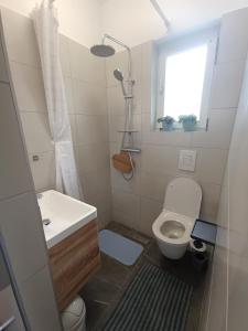 uma pequena casa de banho com lavatório e WC em Apartments Marijana em Vodice