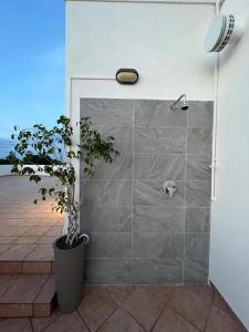 Fusella Country House/Villa a Polignano Vista Mare في بولينيانو آ ماري: دش في حمام مع نبات
