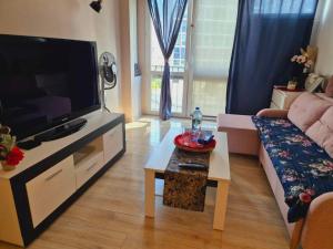 Televízia a/alebo spoločenská miestnosť v ubytovaní Apartament Centrum Jana Pawła II
