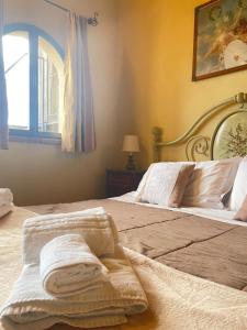 una camera da letto con un letto e due asciugamani di Pienzalettings "Suites" a Pienza