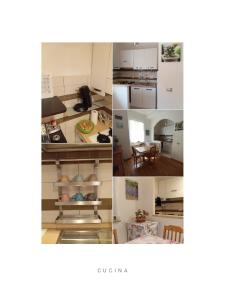 un collage de trois photos d'une cuisine dans l'établissement Pitico port apartment, à Civitavecchia