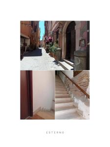 uma colagem de duas fotos de uma rua com escadas em Pitico port apartment em Civitavecchia