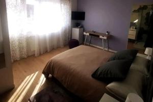 a bedroom with a large bed and a window at La COSY CASA in Grande-Synthe
