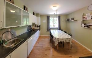 une cuisine avec une table et une salle à manger dans l'établissement Pet Friendly Apartment In Hyltebruk With Wifi, à Hyltebruk