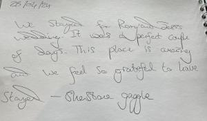 a piece of handwriting on a white paper at Stunning Luxury 3 Bed Penthouse Sleeps 2 to 6 in Hythe