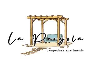a logo for a beach resort with a wooden pergola at LA PERGOLA in Lampedusa