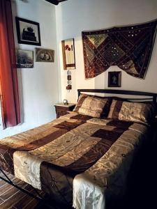 a bedroom with a large bed in a room at Aelia Cottage House in Khrónia