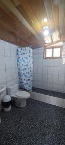 uma casa de banho com um WC e uma janela em CABAÑAS RANCH OXAPAMPA em Oxapampa