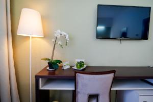 Televiisor ja/või meelelahutuskeskus majutusasutuses Hotel Relax Craiova