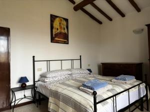1 dormitorio con 1 cama y una foto en la pared en Casa Montecastelli Sopra/Terra, en Monte Castelli