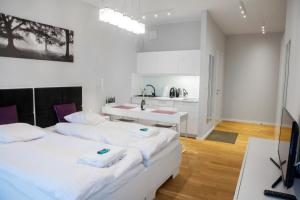 Posteľ alebo postele v izbe v ubytovaní Triton Apartments