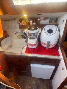 un bancone della cucina con un frullatore sopra di LA REGINA a Lido di Ostia