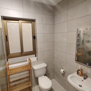 a bathroom with a toilet and a sink at SeaView Apartment in Taʼ Ġokondu +13 photos