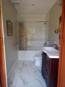 a bathroom with a tub and a toilet and a sink at Waterfront Hideaway Private Suite-King bed room in Tottenham +19 photos